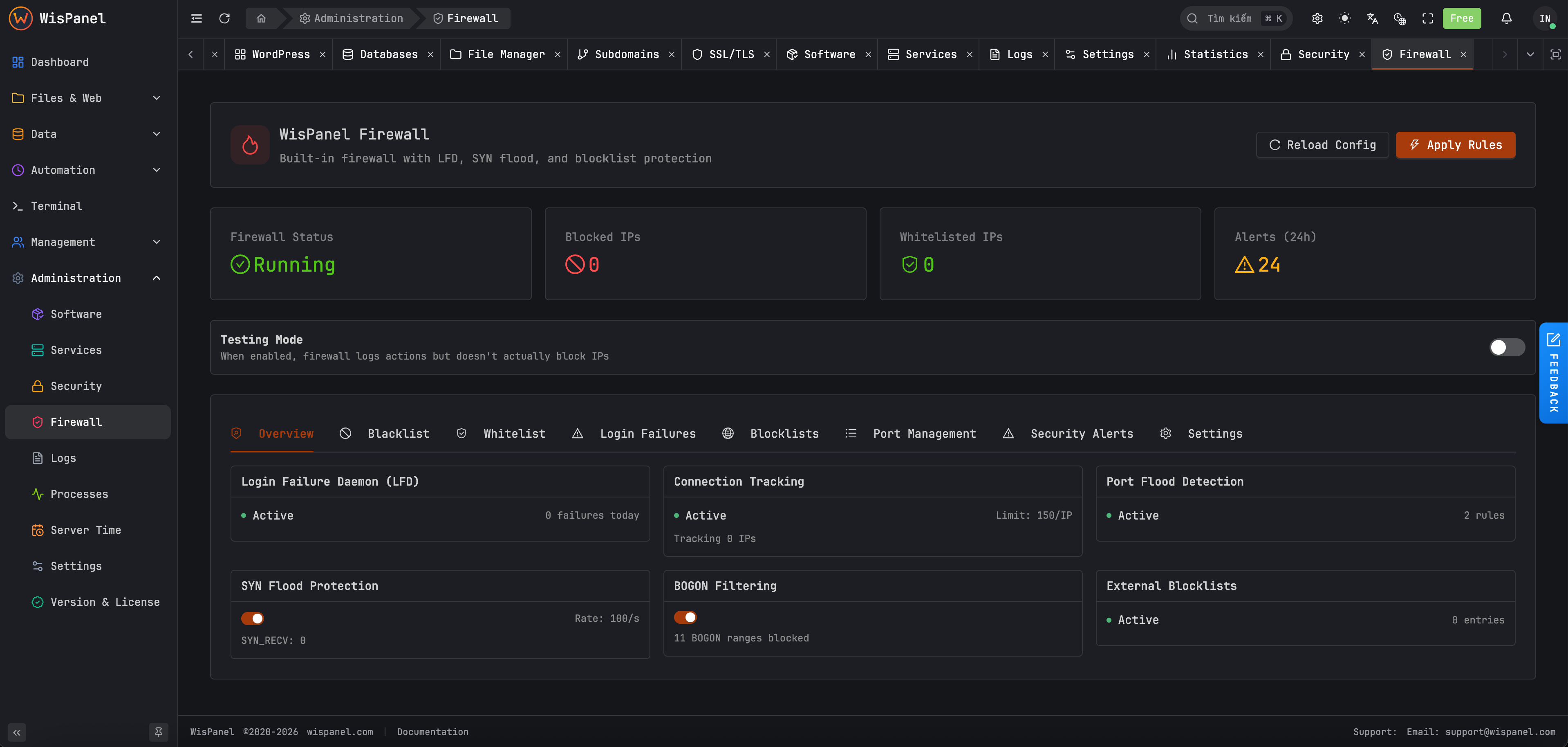 Firewall & Security - Dark mode